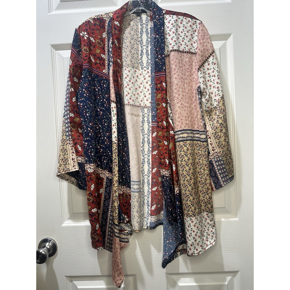 Lior Paris Small‎ Floral Patchwork Cottagecore Kimono Silky Grannycore Spring